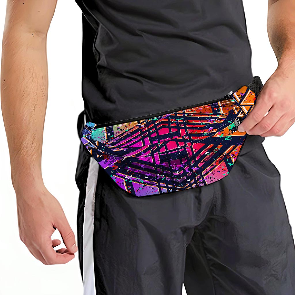 Ethnic Aztec Grunge Trippy Print Fanny Pack