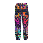 Ethnic Aztec Grunge Trippy Print Fleece Lined Knit Pants