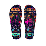 Ethnic Aztec Grunge Trippy Print Flip Flops