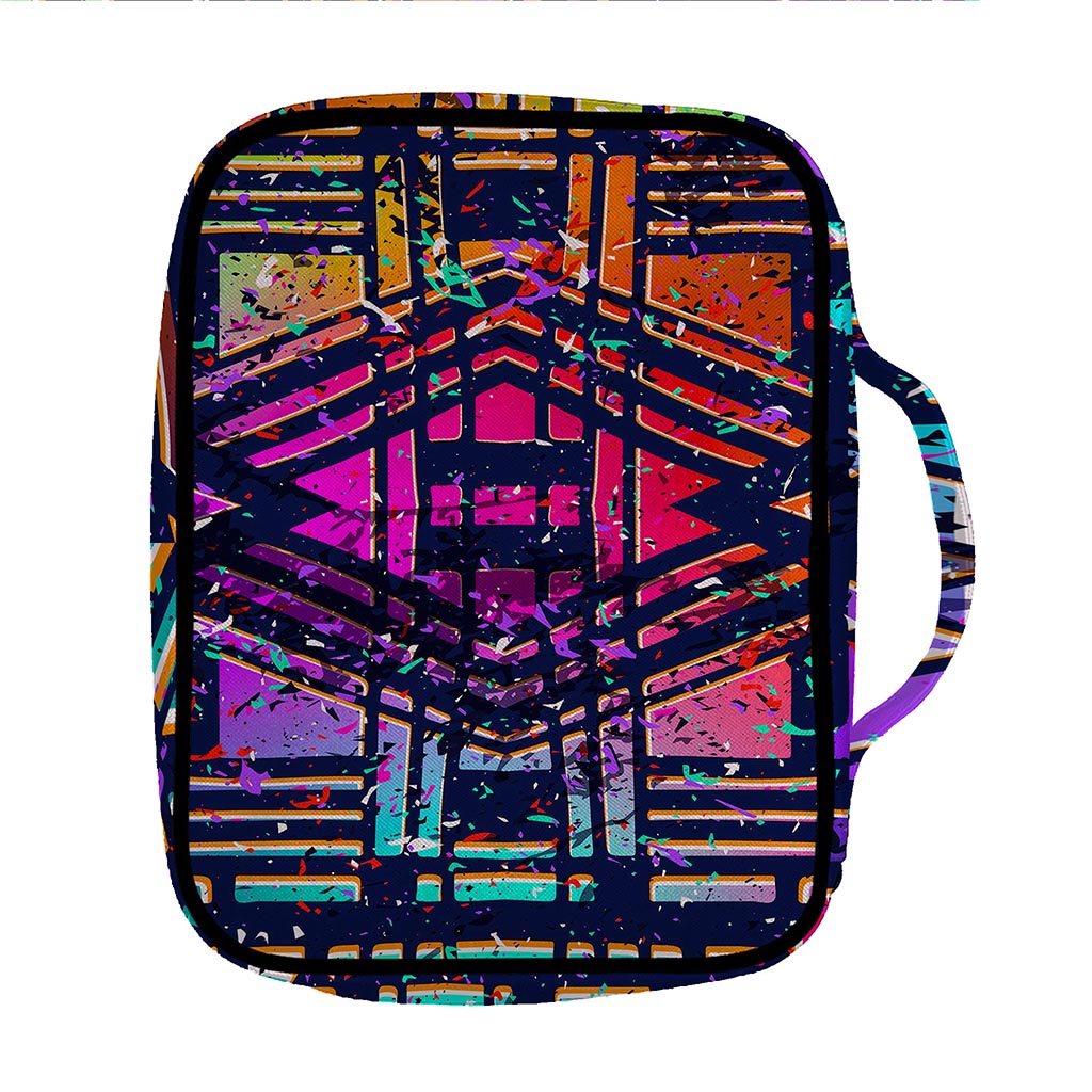 Ethnic Aztec Grunge Trippy Print Front Pocket Bible Bag