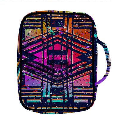 Ethnic Aztec Grunge Trippy Print Front Pocket Bible Bag