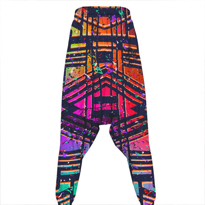 Ethnic Aztec Grunge Trippy Print Hammer Pants