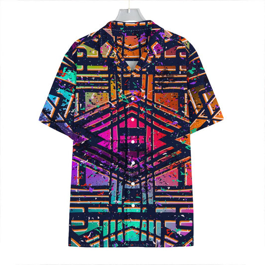 Ethnic Aztec Grunge Trippy Print Hawaiian Shirt