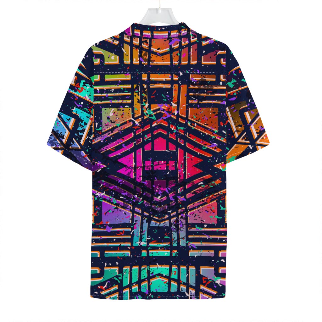 Ethnic Aztec Grunge Trippy Print Hawaiian Shirt