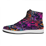 Ethnic Aztec Grunge Trippy Print High Top Leather Sneakers