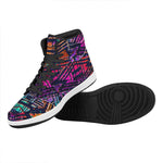 Ethnic Aztec Grunge Trippy Print High Top Leather Sneakers