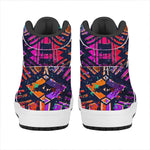 Ethnic Aztec Grunge Trippy Print High Top Leather Sneakers