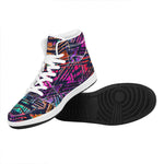 Ethnic Aztec Grunge Trippy Print High Top Leather Sneakers
