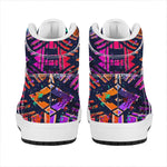 Ethnic Aztec Grunge Trippy Print High Top Leather Sneakers