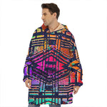 Ethnic Aztec Grunge Trippy Print Hoodie Blanket