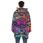 Ethnic Aztec Grunge Trippy Print Hoodie Blanket