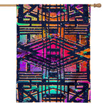 Ethnic Aztec Grunge Trippy Print House Flag