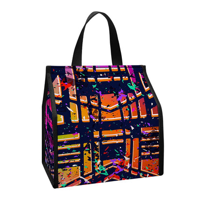 Ethnic Aztec Grunge Trippy Print Insulated Lunch Tote