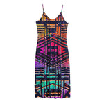 Ethnic Aztec Grunge Trippy Print Jersey Midi Cami Dress
