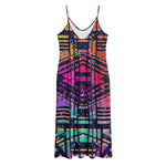 Ethnic Aztec Grunge Trippy Print Jersey Midi Cami Dress