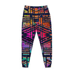 Ethnic Aztec Grunge Trippy Print Jogger Pants