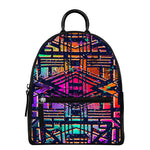 Ethnic Aztec Grunge Trippy Print Leather Backpack