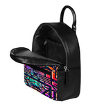 Ethnic Aztec Grunge Trippy Print Leather Backpack