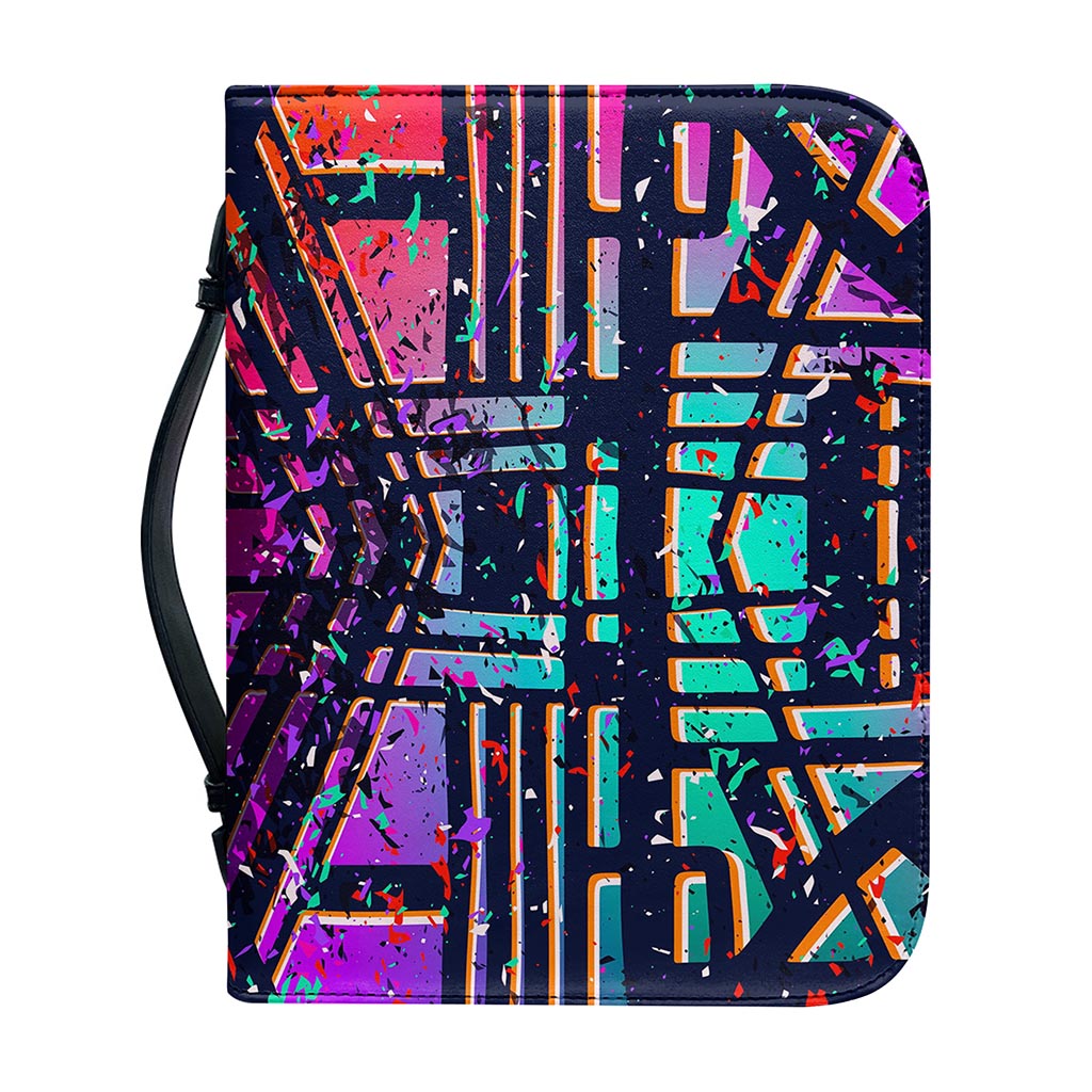Ethnic Aztec Grunge Trippy Print Leather Bible Cover
