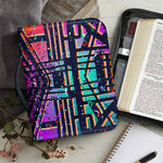 Ethnic Aztec Grunge Trippy Print Leather Bible Cover