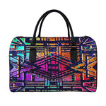 Ethnic Aztec Grunge Trippy Print Leather Duffle Bag