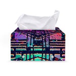 Ethnic Aztec Grunge Trippy Print Leather Tissue Box Cover