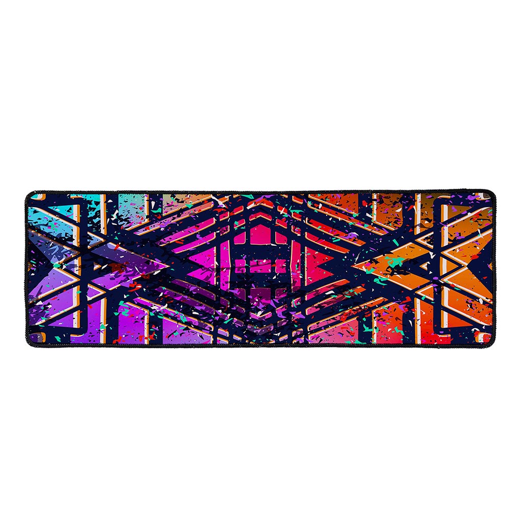 Ethnic Aztec Grunge Trippy Print Long Kitchen Mat