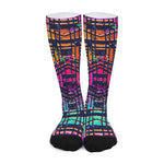 Ethnic Aztec Grunge Trippy Print Long Socks