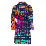 Ethnic Aztec Grunge Trippy Print Men's Bathrobe