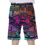 Ethnic Aztec Grunge Trippy Print Men's Beach Shorts