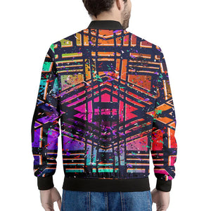 Ethnic Aztec Grunge Trippy Print Men's Bomber Jacket