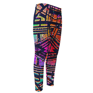 Ethnic Aztec Grunge Trippy Print Men's Compression Pants