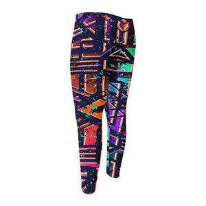 Ethnic Aztec Grunge Trippy Print Men's Compression Pants