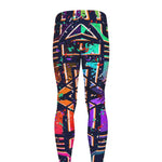 Ethnic Aztec Grunge Trippy Print Men's leggings