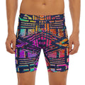 Ethnic Aztec Grunge Trippy Print Men's Long Boxer Briefs