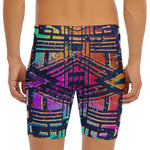 Ethnic Aztec Grunge Trippy Print Men's Long Boxer Briefs