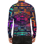 Ethnic Aztec Grunge Trippy Print Men's Long Sleeve Rash Guard