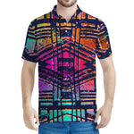 Ethnic Aztec Grunge Trippy Print Men's Polo Shirt