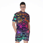 Ethnic Aztec Grunge Trippy Print Men's Rompers