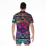 Ethnic Aztec Grunge Trippy Print Men's Rompers