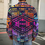 Ethnic Aztec Grunge Trippy Print Men's Shirt Jacket