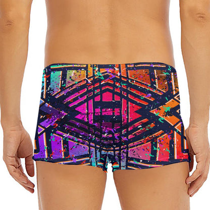 Ethnic Aztec Grunge Trippy Print Men's Short Boxer Briefs