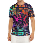 Ethnic Aztec Grunge Trippy Print Men's Short Sleeve Rash Guard