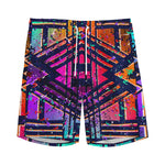 Ethnic Aztec Grunge Trippy Print Men's Sports Shorts