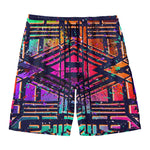 Ethnic Aztec Grunge Trippy Print Men's Swim Trunks