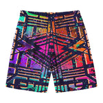 Ethnic Aztec Grunge Trippy Print Men's Swim Trunks