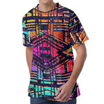 Ethnic Aztec Grunge Trippy Print Men's Velvet T-Shirt