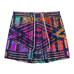 Ethnic Aztec Grunge Trippy Print Mesh Shorts