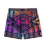 Ethnic Aztec Grunge Trippy Print Mesh Shorts