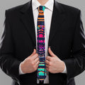 Ethnic Aztec Grunge Trippy Print Necktie